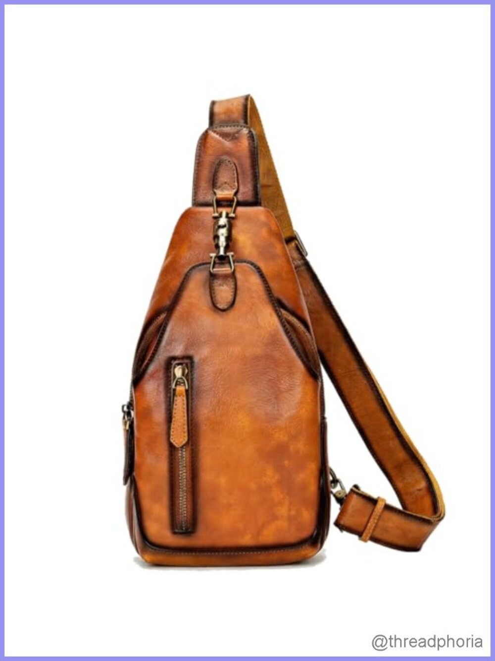 Genuine Leather Sling Bag Retro Crossbody Chest Bag for Women Men